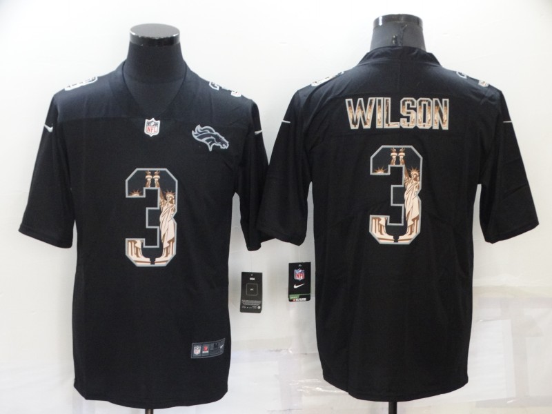 Men's Denver Broncos #3 Russell Wilson Black Statue of Liberty Limited Stitched Jersey Men's Denver Broncos #3 Russell Wilson Black Statue of Liberty Limited Stitched Jersey